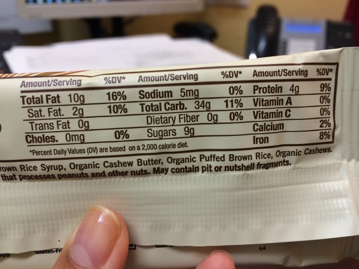 Macro bars nutrition facts