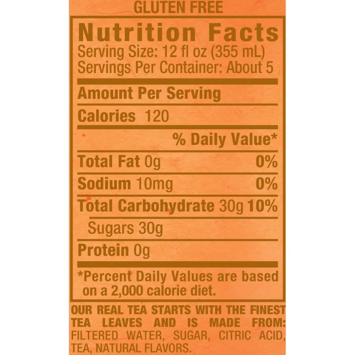 Peach snapple nutrition facts